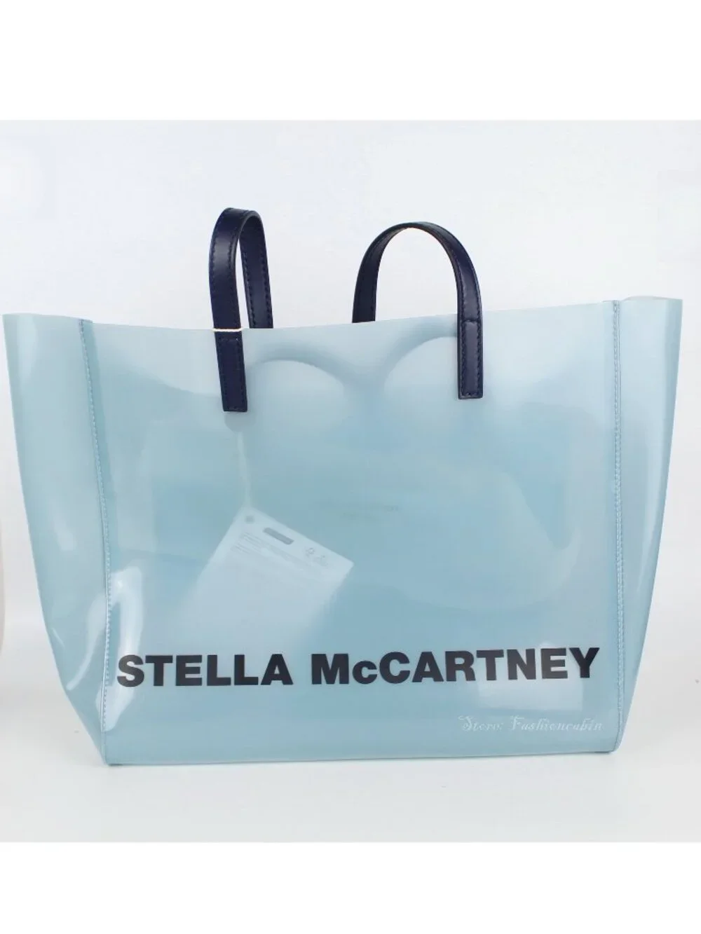 NWT Stella McCartney Blue Clear Logo PVC Tote, Blue